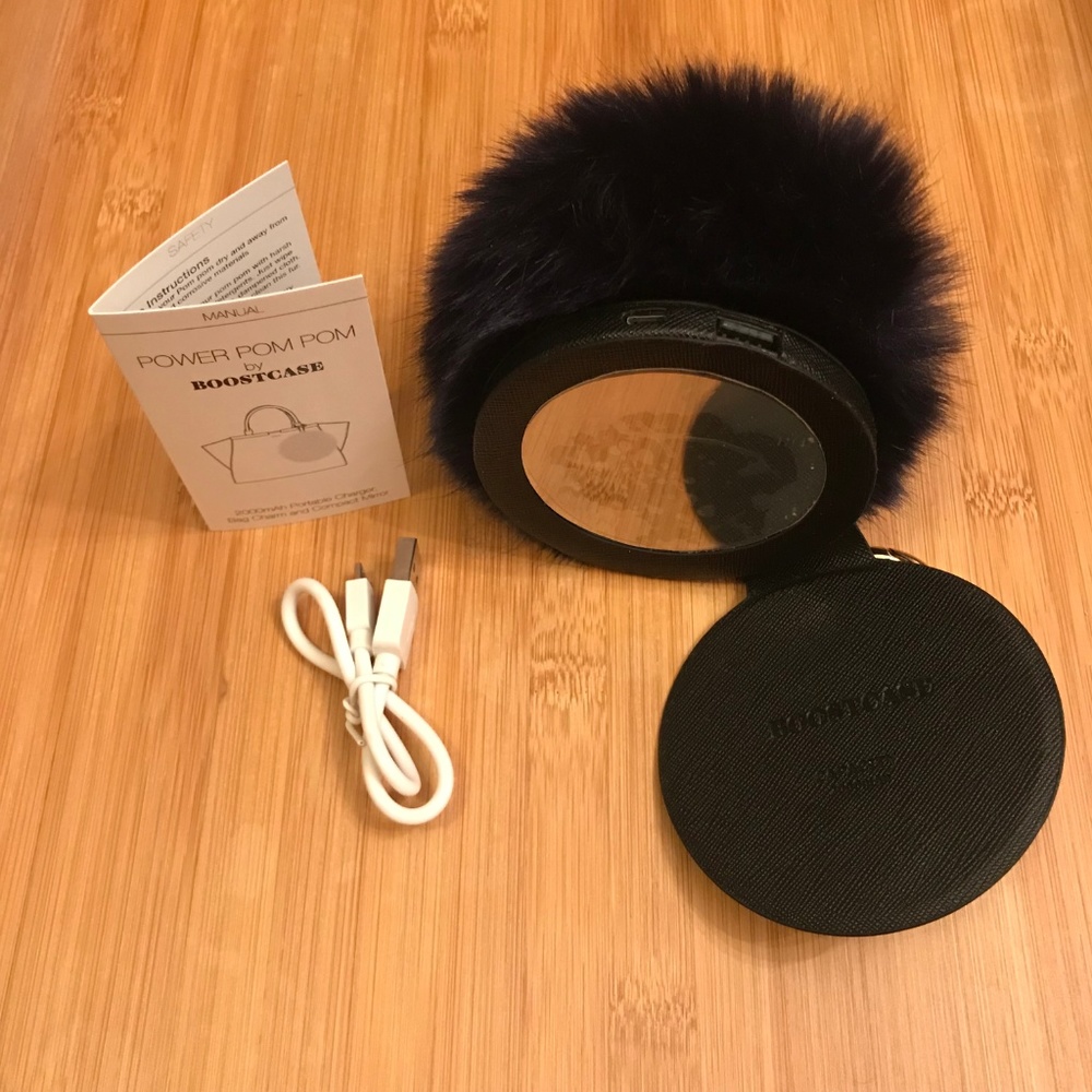BOOSTCASE Faux Fur Power POMPOM Phone Charger
